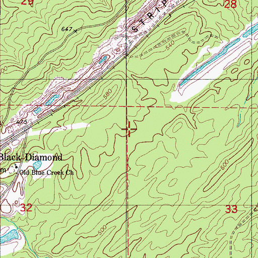 Topographic Map of Osways Mine, AL