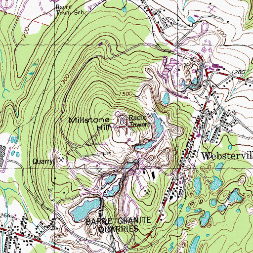Topographic Map of WORK-FM (Barre), VT