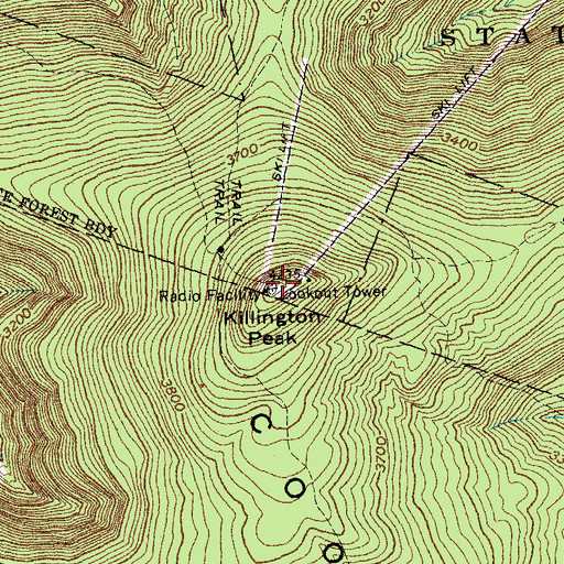 Topographic Map of WJJR-FM (Rutland), VT