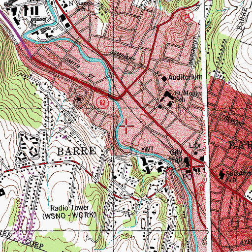 Topographic Map of City of Barre, VT