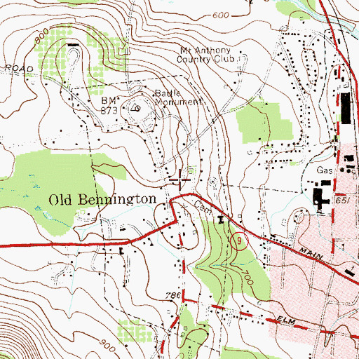 Topographic Map of Town of Bennington, VT