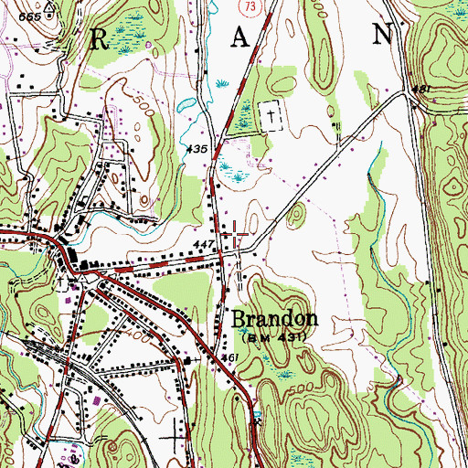 Topographic Map of Town of Brandon, VT