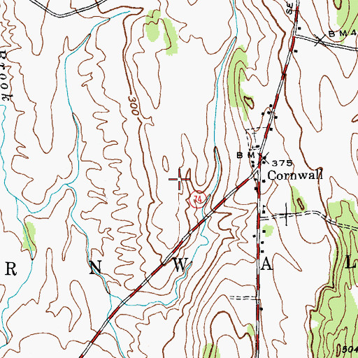 Topographic Map of Town of Cornwall, VT