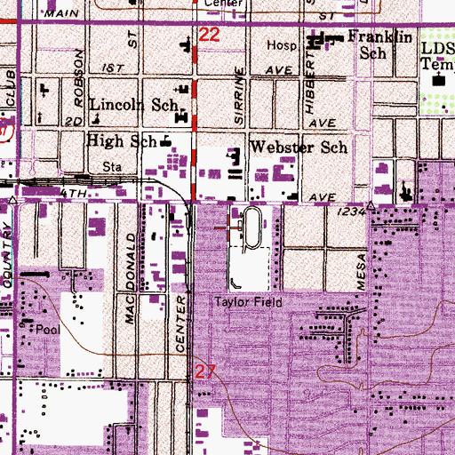 Topographic Map of Jackrabbit Stadium, AZ
