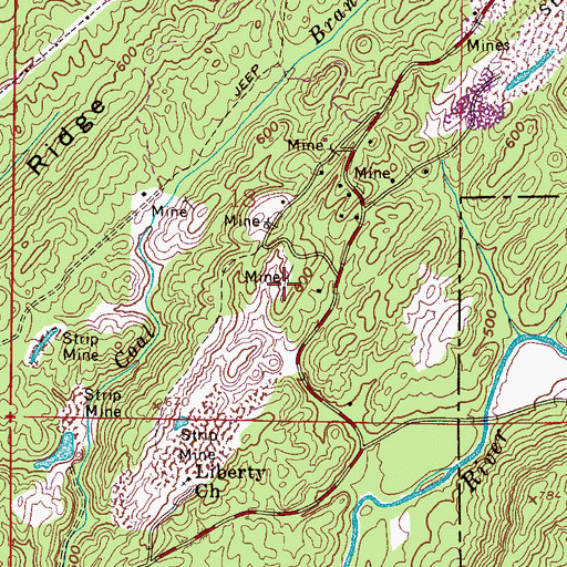Topographic Map of Roberts Wagon Mine, AL