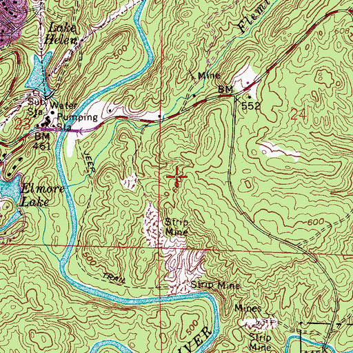 Topographic Map of Pump Station Mine, AL