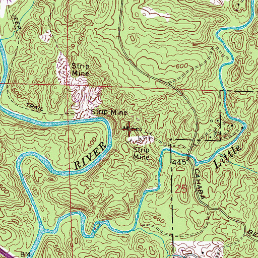 Topographic Map of Duke Mine, AL