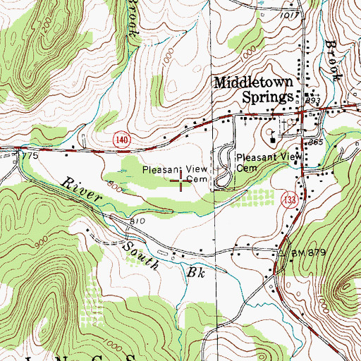 Topographic Map of Town of Middletown Springs, VT