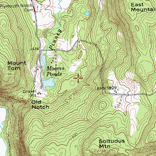 Topographic Map of Town of Plymouth, VT