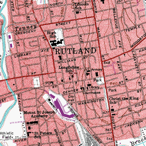 Topographic Map of City of Rutland, VT