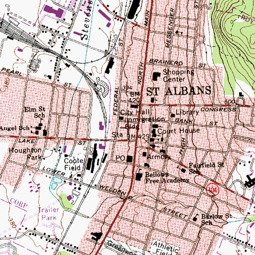 Topographic Map of City of Saint Albans, VT