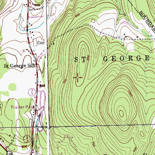 Topographic Map of Town of Saint George, VT