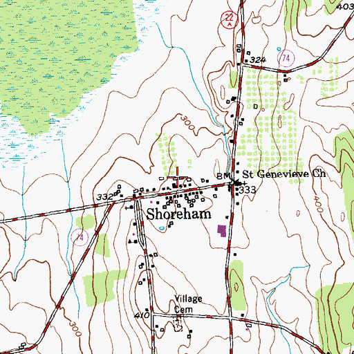 Topographic Map of Town of Shoreham, VT