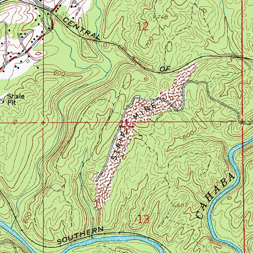 Topographic Map of Henry Ellen Mine, AL