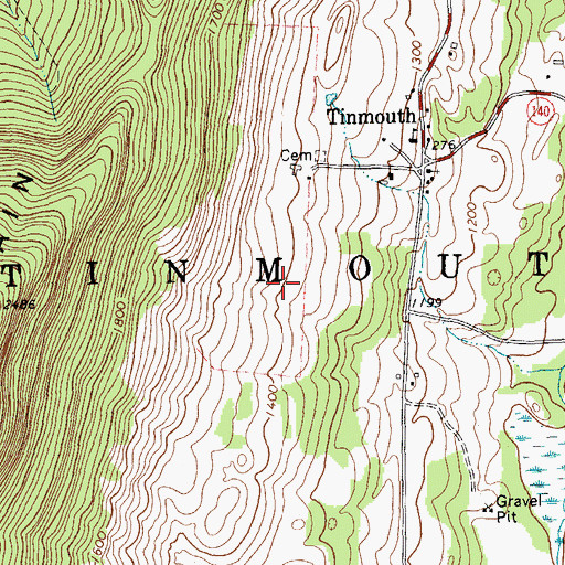 Topographic Map of Town of Tinmouth, VT