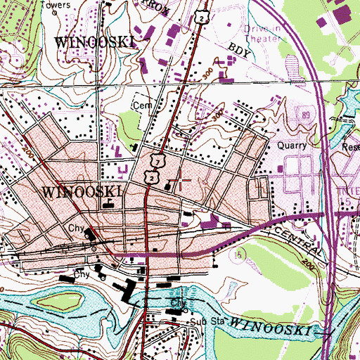 Topographic Map of City of Winooski, VT