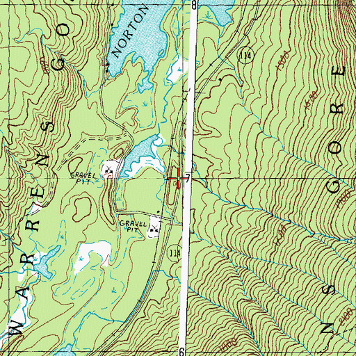 Topographic Map of Warren's Gore, VT