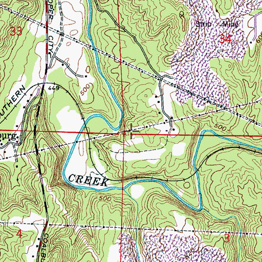 Topographic Map of Hamilton Mine, AL