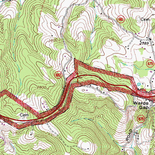Topographic Map of Blue Ridge Parkway, VA