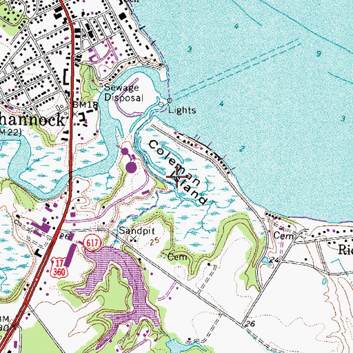 Topographic Map of Coleman Island, VA