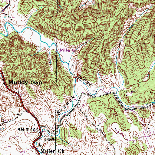 Topographic Map of Ketron Branch, VA