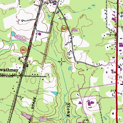 Topographic Map of Stony Run, VA