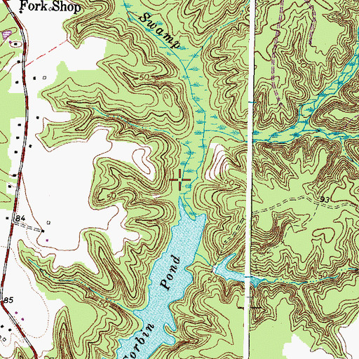 Topographic Map of Tastine Swamp, VA