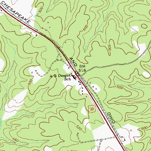 Topographic Map of A G Despot School, VA