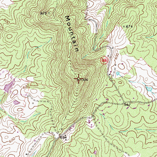 Topographic Map of Aaron Mountain, VA