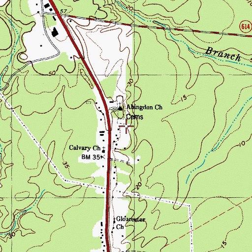 Topographic Map of Abingdon Church, VA