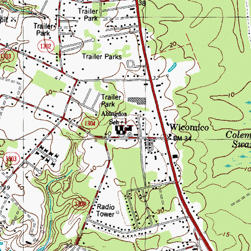Topographic Map of Abingdon Elementary School, VA