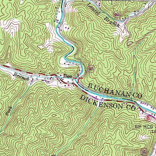 Topographic Map of Abner Branch, VA