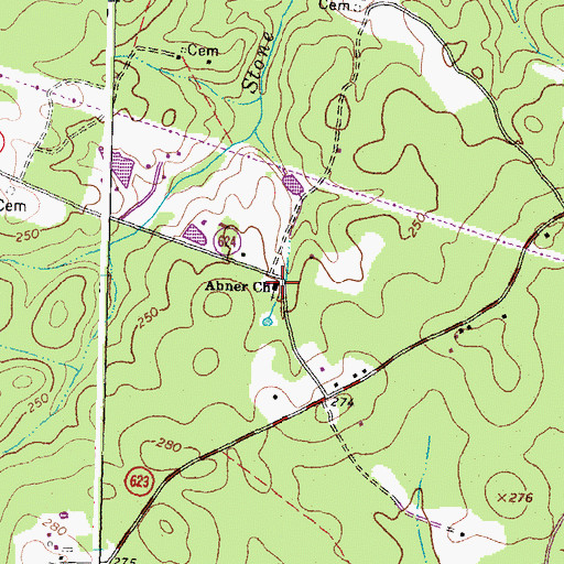 Topographic Map of Abner Church, VA