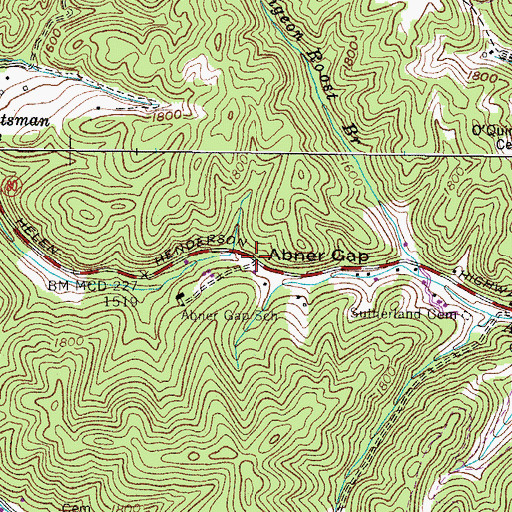 Topographic Map of Abner Gap, VA