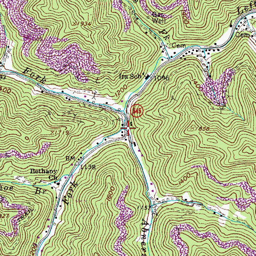 Topographic Map of Abners Fork, VA