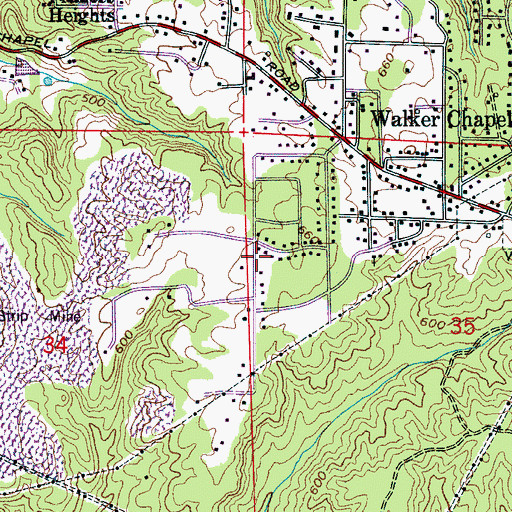 Topographic Map of Lewisburg Mine, AL