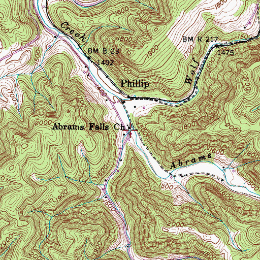 Topographic Map of Abrams Falls Church, VA