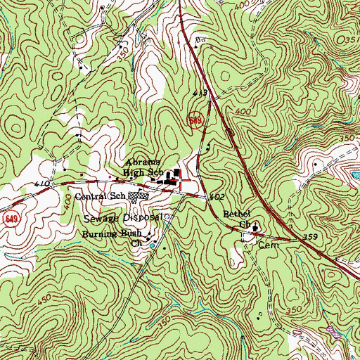 Topographic Map of Abrams High School, VA