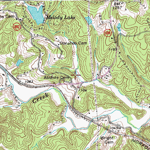 Topographic Map of Abshire Cemetery, VA