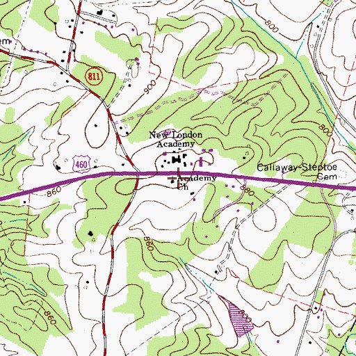 Topographic Map of Academy Presbyterian Church, VA