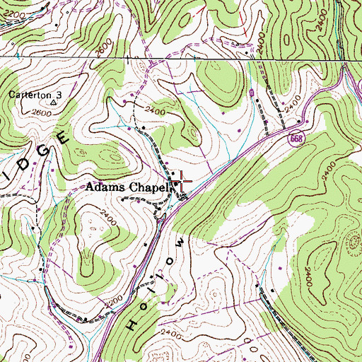 Topographic Map of Adams Chapel, VA