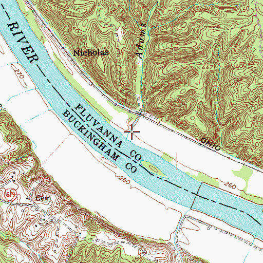 Topographic Map of Adams Creek, VA