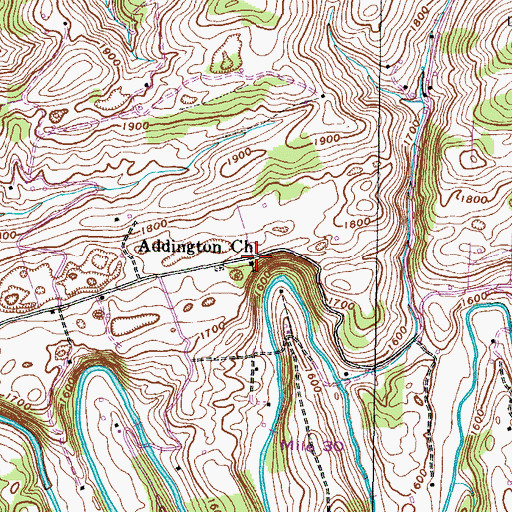 Topographic Map of Addington Church, VA