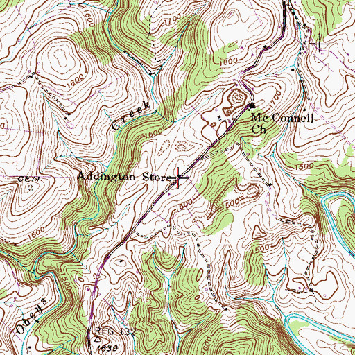 Topographic Map of Addington Store, VA