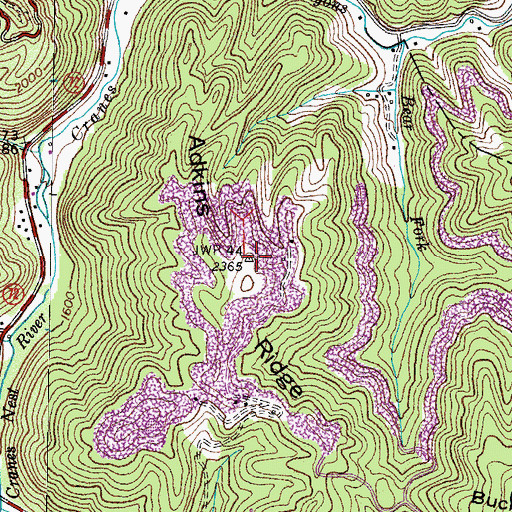 Topographic Map of Adkins Ridge, VA