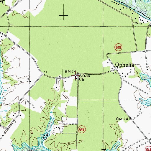 Topographic Map of Afton Church, VA