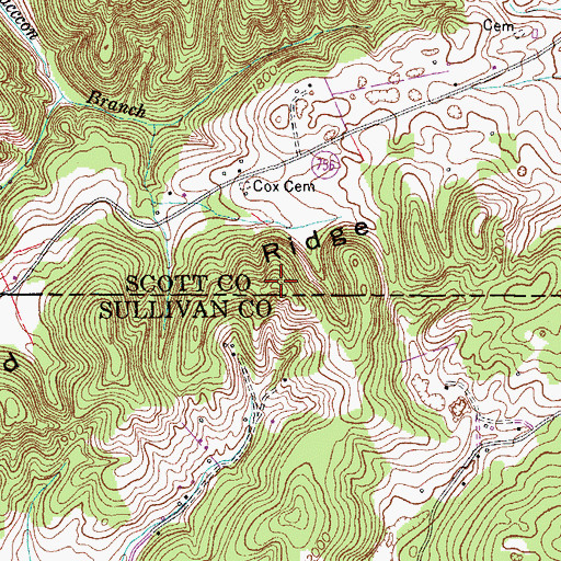 Topographic Map of Akard Ridge, VA