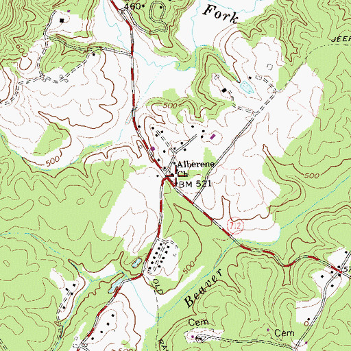 Topographic Map of Alberene Church, VA