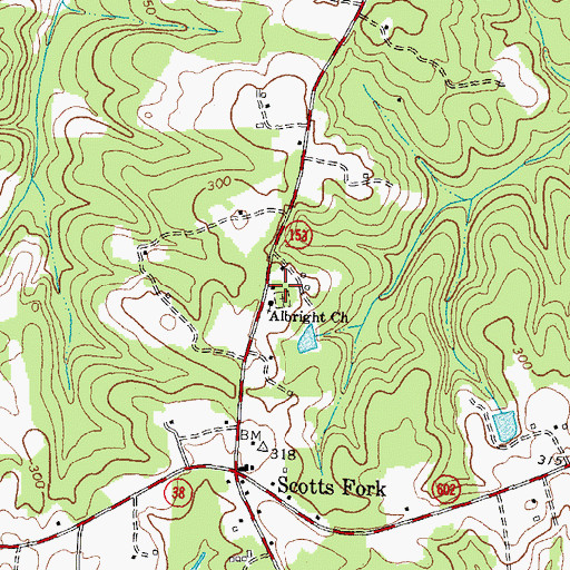 Topographic Map of Albright Presbyterian Church, VA