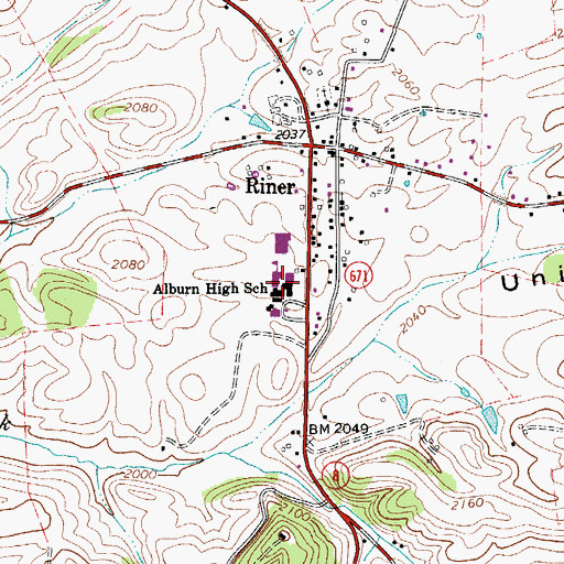 Topographic Map of Auburn High School, VA